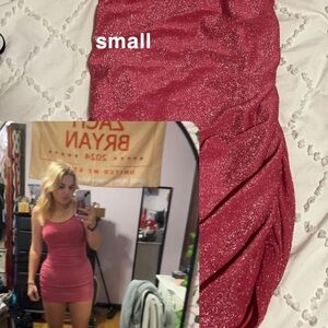 small sparkly, hot pink dress
